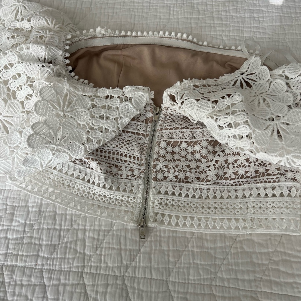 White Ruffle White Lace Skirt Set - Picture 3 of 6